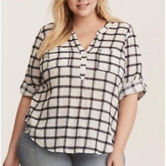 Torrid SZ 3 Windowpane Blouse - Picture 1 of 5